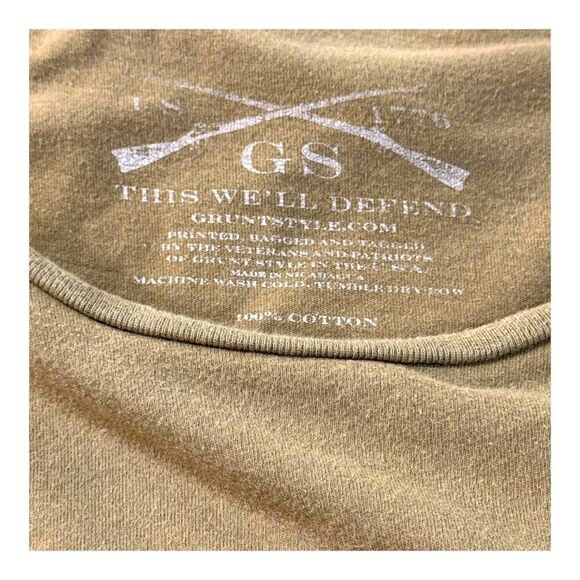 Grunt Style Mens Army T-Shirt Olive Green Patriotic Graphic Tee Short Sleeve M - Picture 4 of 5